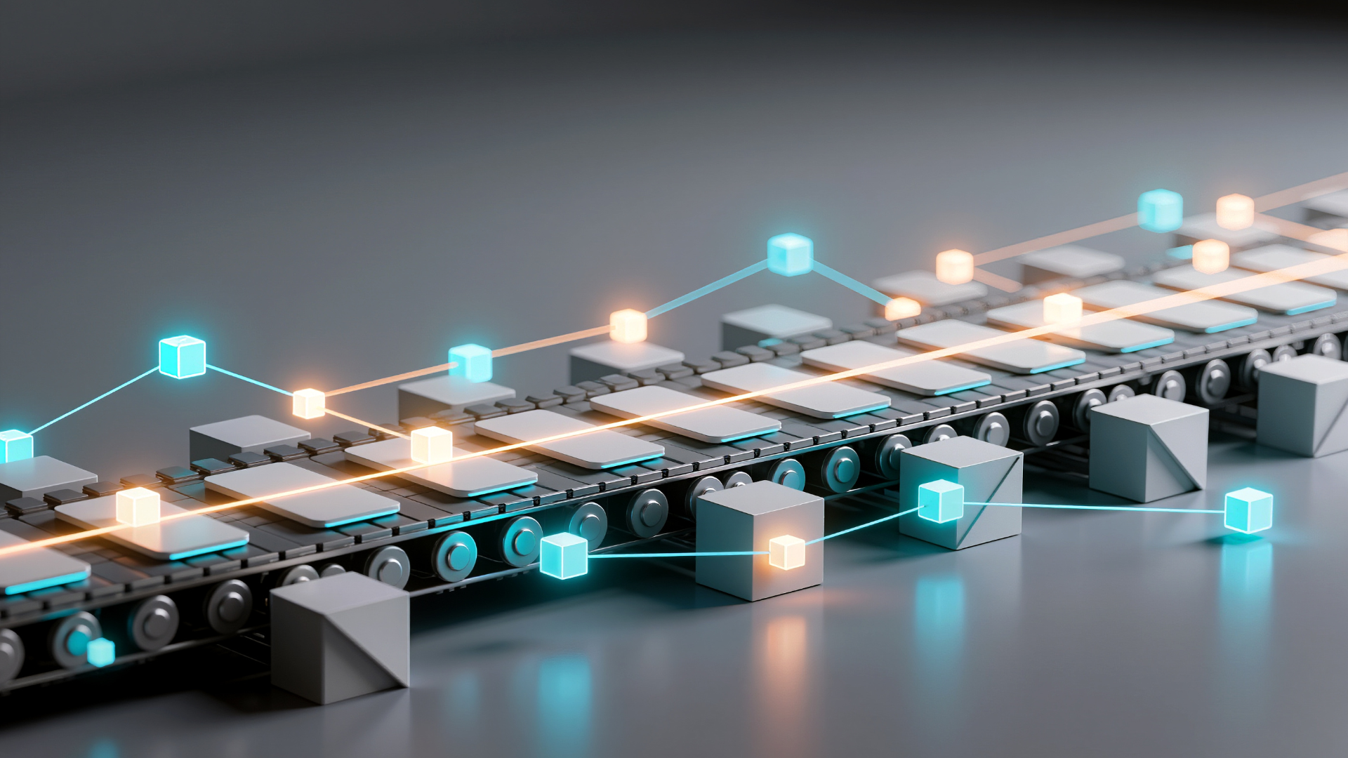 Ilustración de un flujo de procesos digitales interconectados que representa la gestión de talento basada en datos y la medición de KPIs financieros para la planeación estratégica de RH 2026.